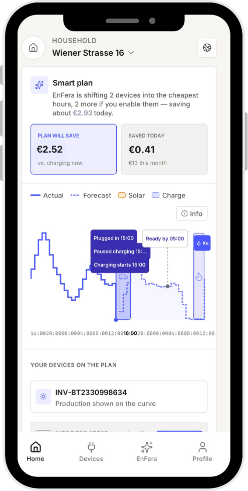 App-Ansicht: Transparenz und Einsparungen